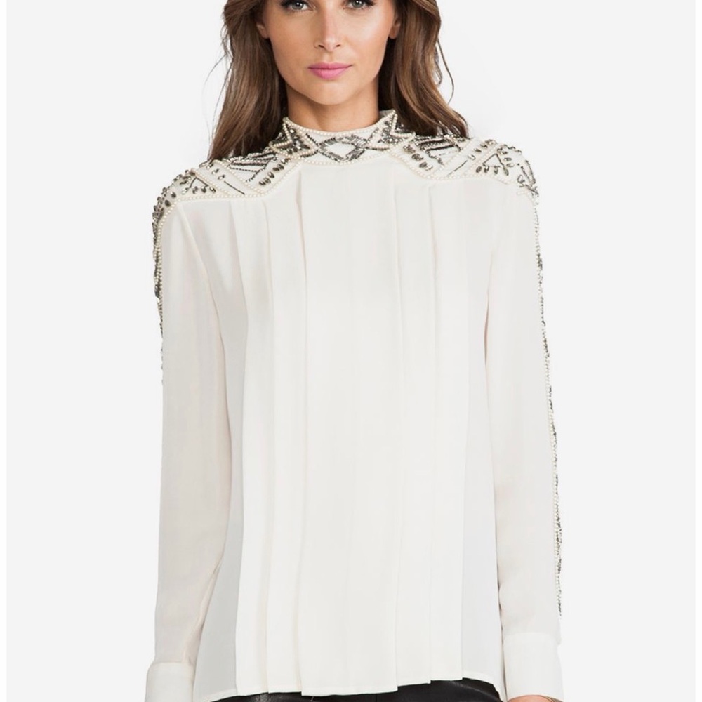 Haute Hippie Cream Embellished Blouse
